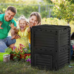 Tuincompostvat 300L compostbak voor de tuin van polypropyleen 48 ventilatieopeningen 60,5 x 60,5 x 81,5 cm zwart