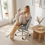 Chaise Bureau Ergonomique, Fauteuil de Bureau en Chenille avec Hauteur Réglable, Dossier Incurvé, Gris