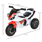 Porteur Enfants Moto de Course Effets musicaux et Lumineux Coffre Rangement Rouge Blanc