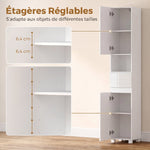 Badezimmerschrank, 2 Türen, Schublade, offenes Fach, verstellbare Einlegeböden, für Wohnzimmer, Schlafzimmer, 30x30x170cm, Weiß