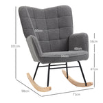 Fauteuil à bascule rocking chair revêtement effet laine bouclée, structure en acier 71 x 98 x 101 cm Gris foncé