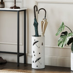 Portaombrelli cilindrico supporto per ombrelli con vaschetta raccogligocce rimovibile e 4 ganci, Ø 17 x 41 cm, bianco