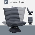 Fauteuil de sol paresseux pivotant 360° avec dossier inclinable design capitonné 62 x 62 x 95 cm gris foncé