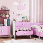 Commode pour enfants, commode rangement 3 tiroirs pour chambre d'enfant, crèche, salle de jeux, 60 x 40 x 60 cm, rose