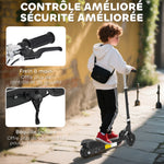 Klappbarer Elektroroller für Kinder ab 7 Jahren, 120W, max. Geschwindigkeit 12 km/h, 74x36x82,5-92,5 cm, Schwarz