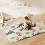 Tapis de jeu pour enfant bebe, tapis d'éveil bébé pliable épais réversible en mousse, 196 x 176 x 1,5 cm, multicolore