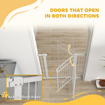 Barrière pour chien, largeur ajustable 76-102cm, barrière extra large avec porte pour chat, blanc