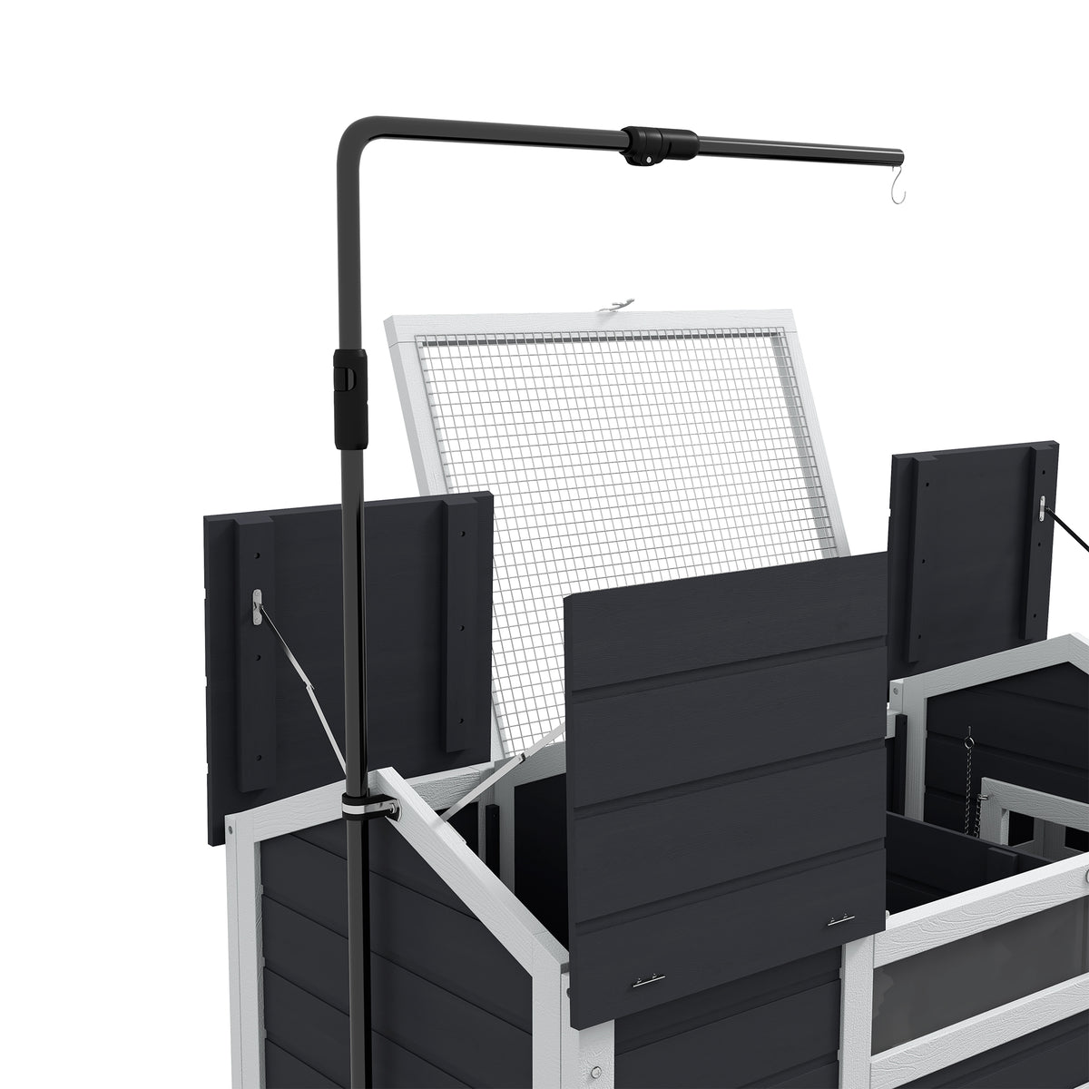 Casa para tortugas terrestres recinto exterior 2 refugios soporte de lámpara ajustable madera maciza 120 x 56,5 x 43 cm gris