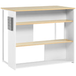 Ilot de cuisine 3 étagères de style moderne et porte-couteaux en acier inoxydable 105 x 65 x 90 cm blanc et naturel