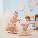 Jouet à bascule cygne à bascule pour enfant de 18 mois et plus fonction musique pieds en bois - blanc et rose