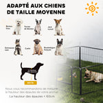 Dog playpen, 6-panel modular and foldable dog enclosure, portable steel with door 80 x 60 gray