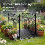 Pont de Jardin en Métal Style Baroque Passerelle Décorative avec Garde-Corps 91cm et Charge 100kg Noir