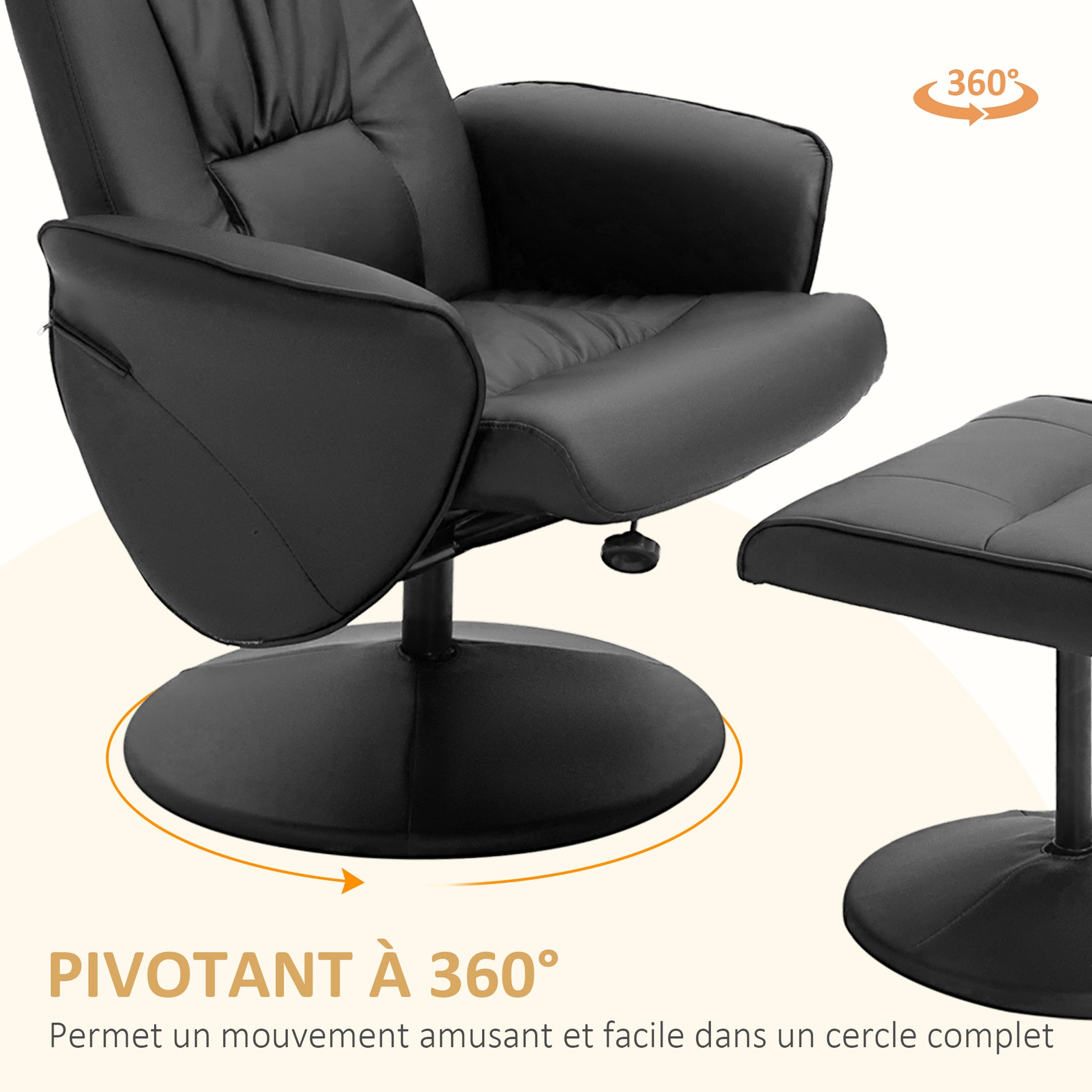 Fauteuil relax avec repose-pied fauteuil de relaxation relaxant pivotant 360° et dossier inclinable pour TV