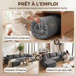 Canapé Modulaire en U 4 Places, 2 Méridiennes, Canapé 2 Places, 6 Coussins, Sans Montage, 369 x 152 x 78 cm, Gris