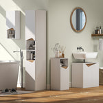 Meuble colonne salle de bain étroit, 2 portes, compartiments ouverts, étagères réglables, 30 x 34,6 x 180,5 cm, blanc