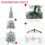 Künstlicher Weihnachtsbaum mit Stahlständer, 253 beschneite Zweige, klappbarer Fuß, Höhe 135 cm, grün