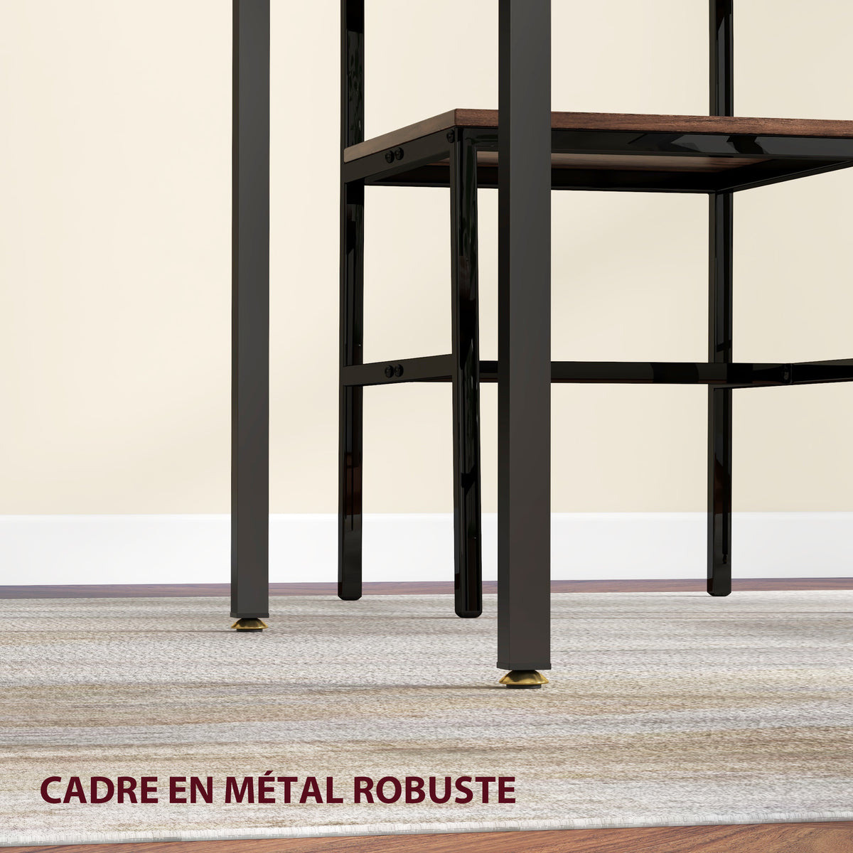 Table de salle à manger avec 2 rabats style industriel, extensible, table à abattant pour 2-4 personnes
