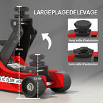 Cric hydraulique, cric de manœuvre extra plat charge max 2500 kg, plage de levage 80-360 mm, 53 x 20,5 x 17,5 cm, rouge