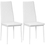 Lot de 2 chaises de salle à manger avec dossier haut, revêtement synthétique et pieds en acier, blanc
