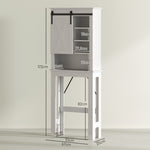 Meuble WC dessus de toilette avec porte coulissante, avec 6 compartiments de rangement, blanc