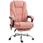 Fauteuil de bureau massant et chauffant hauteur réglable dossier inclinable télécommande repose-pieds rétractable rose