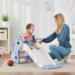 Toboggan pour enfants 3 en 1 en forme de girafe avec panier de basket, escalade et ballon, 106 x 51,5 x 52 cm, bleu