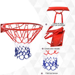 Panier de basket, anneau de basketball avec filet, suspendu mural intérieur et extérieur,  Ø 46 x 46 cm, rouge