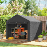 Abri de jardin tente de stockage imperméable abri moto porte enroulable fermeture éclair, 200 x 238 x 183 cm, gris foncé