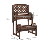 Jardinière sur pieds surélevée avec treillis carré potager 2 niveaux pour terrasse, balcon jardin 42 x 49 x 80 cm marron