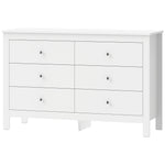 Comò a 6 cassetti, mobile contenitore con guide scorrevoli, cassettiera, stile moderno, 118 x 39,5 x 75,5 cm, bianco