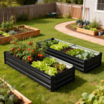 Jardinière rectangulaire potager de jardin en acier galvanisé bordure de sécurité et fond ouvert 150x70x30cm gris foncé