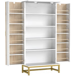 Armoire de cuisine meuble cuisine rangement avec 12 étagères à portes, étagères ajustables, 58x29x119,5cm, blanc