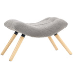 Repose pied salon ottoman pouf salon tabouret de canapé en tissu avec pieds en bois de hêtre, siège rembourré, gris