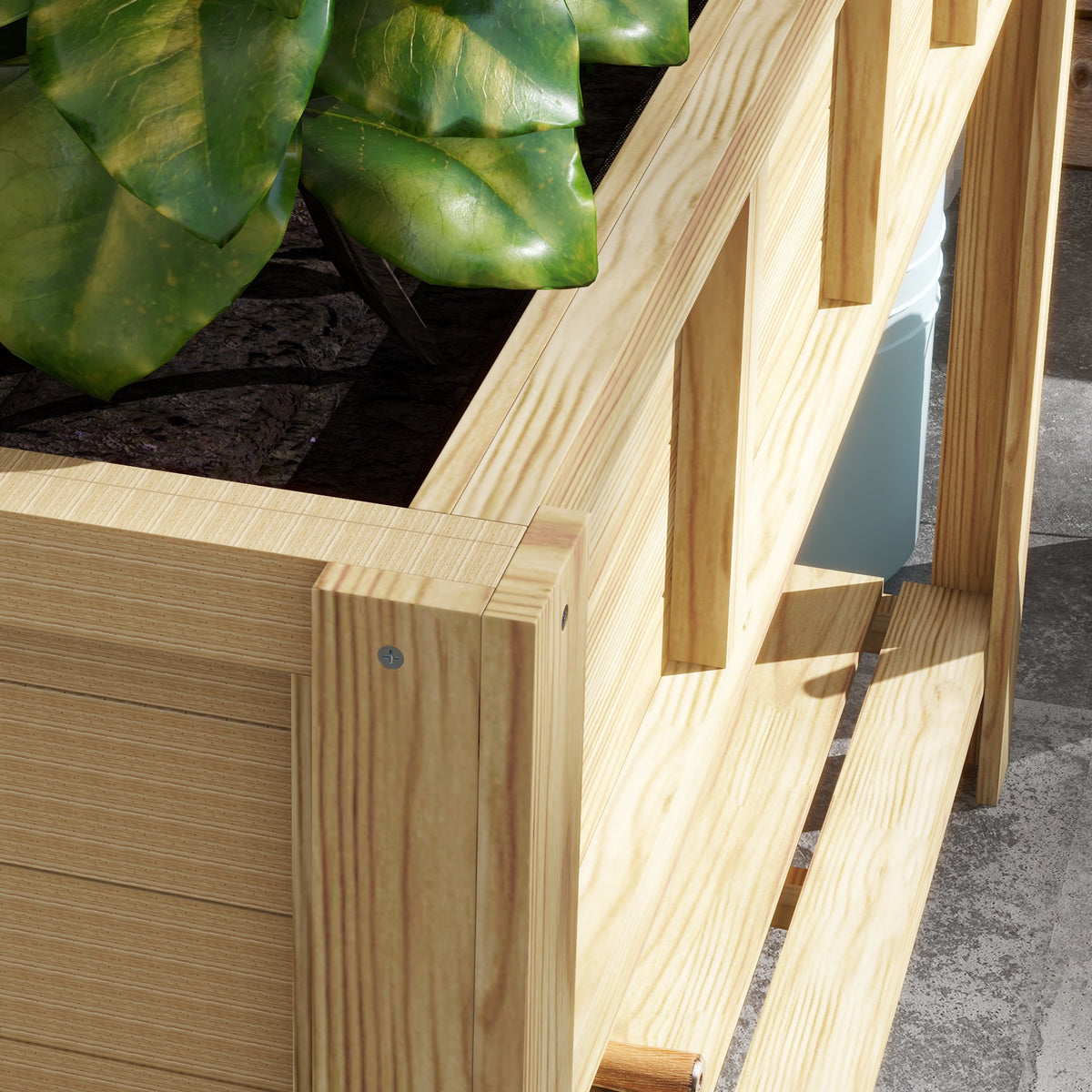 Jardinière sur pieds avec séparateur amovible, étagère, Inserts d'irrigation, feutre de drainage 115L x 46l x 75H cm