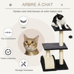 Arbre à chat arbre à grimper griffoir pour chat hauteur 72 cm balle suspendue gris foncé
