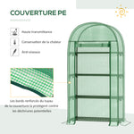 Serre de jardin serre de balcon résistante aux UV porte enroulable 4 étagères couverture en PE 80 x 49 x 160 cm vert