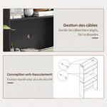 Bureau Informatique avec Étagères de Rangement, Plateau Rabattable, 2 Roulettes, pour Chambre, Salon, 80x69x155cm, Noir