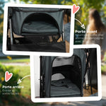 Cochecito plegable para perros y mascotas, 4 ruedas de EVA, manillar ajustable, cesta, 76,5 x 52 x 95 cm