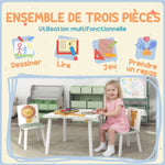 Table enfant avec chaise, ensemble table et 2 chaises enfant en bois, motifs animaux, 60 x 60 x 44 cm, vert
