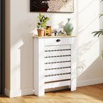 Couvercle de radiateur cache radiateur grille à lattes horizontales avec 2 tiroirs en bois 78l x 19P x 95,5H cm blanc