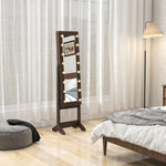 Armoire à Bijoux, Armoire de Rangement sur Pieds, Boîte à Bijoux avec Miroir Multi-Rangements Éclairage LED Marron Foncé