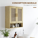 Mobiletto da bagno pensile, mobile WC sospeso con doppia anta e ripiano a giorno 59 x 20 x 66,5 cm effetto legno di quercia