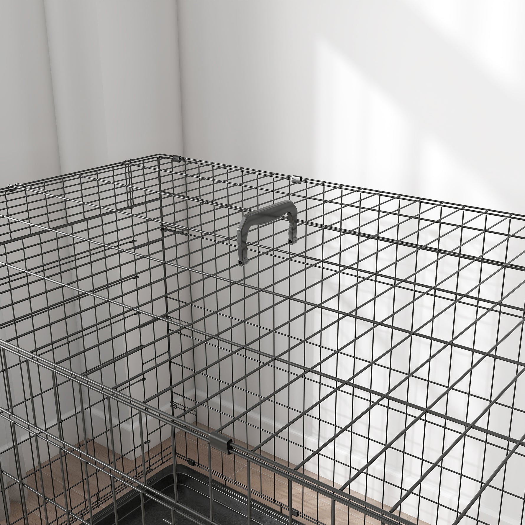Cage caisse de transport pliante pour chien en acier 2 portes verrouillables 121 x 77 x 82 cm noir