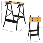 Établi pliant établi de serrage avec 4 serre-joints table de travail, charge 100 kg, 62,5x60,5x78,5cm, noir