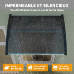 Auvent de porte d'entrée, toit marquise de porte exterieur en polycarbonate et aluminium résistante 100 x 75 cm noir