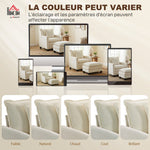 Fauteuil salon avec repose-pied, canapé 1 place en chenille, assise large, rembourrage double couche, 85x128x86cm, crème