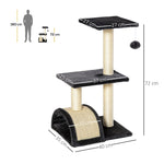 Arbre à chat arbre à grimper griffoir pour chat hauteur 72 cm balle suspendue gris foncé