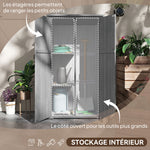 Armoire de jardin, abri jardin sur pied, avec 2 étagères, toit incliné et bitumé, en bois massif, 90x54,5x168,5cm, gris