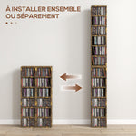 Lot de 2 étagères colonnes armoire de rangement CD 12 compartiments 21 x 22,5 x 88,5 cm capacité 204 CD brun rustique