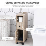Porte-Papier Toilette 3 Niveaux avec Sortie Intégrée, Panneaux de Particules Aspect chêne Clair